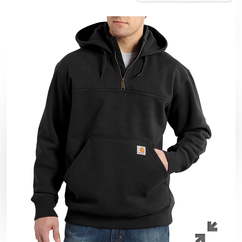 Carhartt black mens rain defender pullover 1/4 zip heavy duty hoody size S